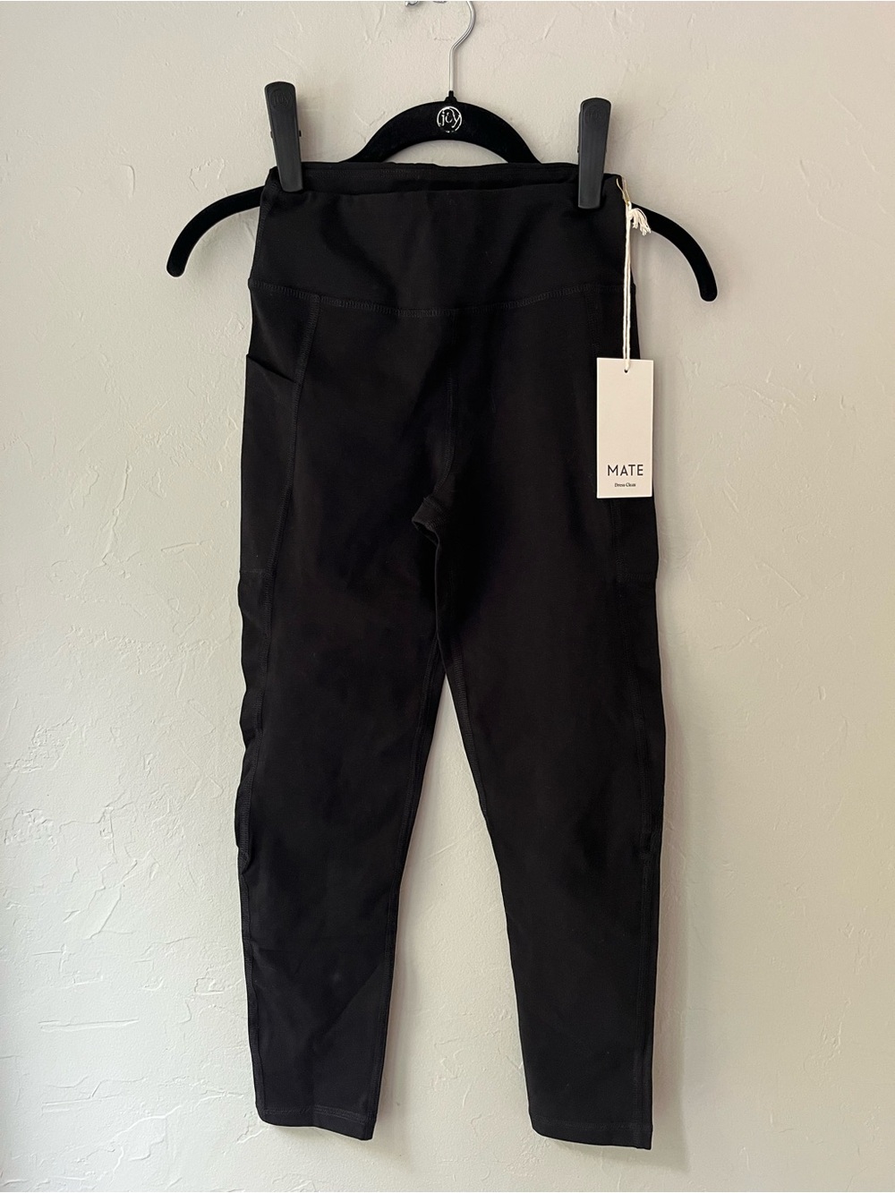 MATE THE LABEL ORGANIC STRETCH MIDI LEGGINGS WITH POCKETS JET BLACK XS S - Picture 4 of 5